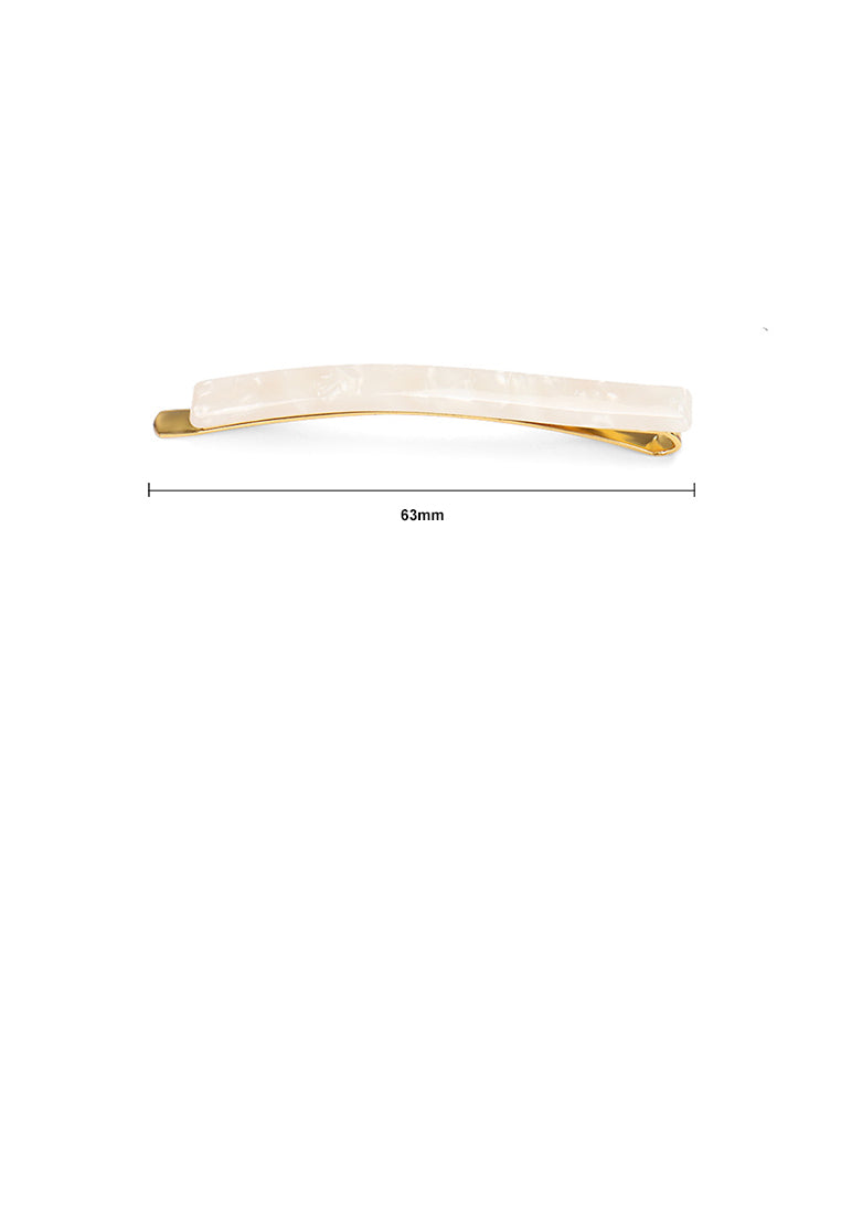 Simple Fashion Plated Gold White Pattern Geometric Rectangle Hair Clip