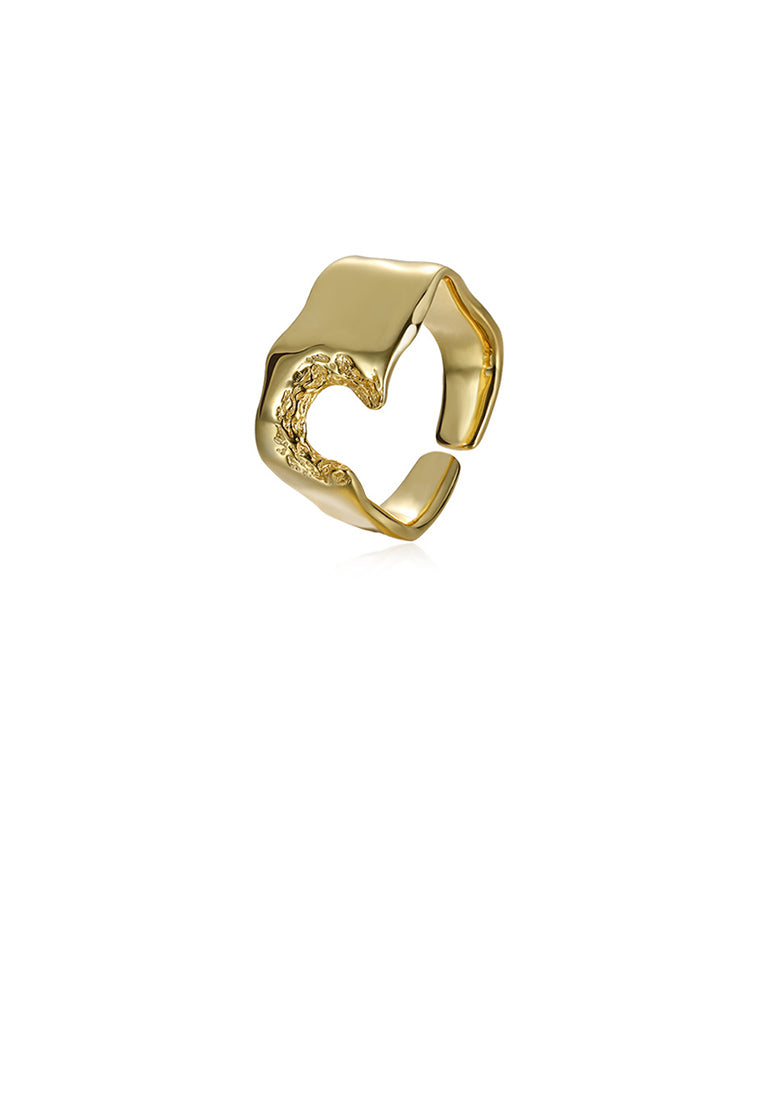 925 Sterling Silver Plated Gold Simple Personality Irregular Geometric Adjustable Open Ring