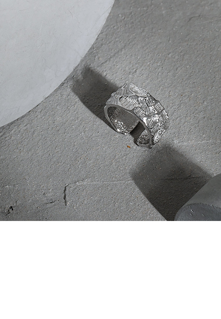 925 Sterling Silver Fashion Personality Concave-convex Texture Geometric Adjustable Opening Ring