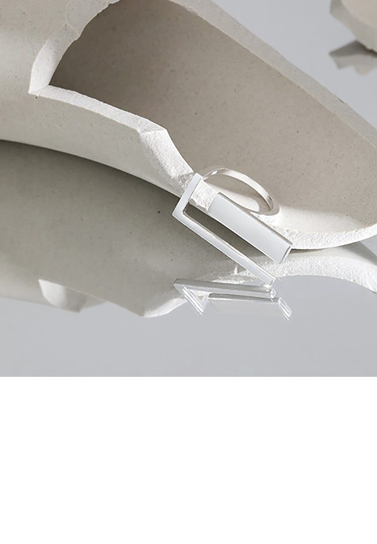 925 Sterling Silver Simple Personality Geometric Rectangular Adjustable Opening Ring