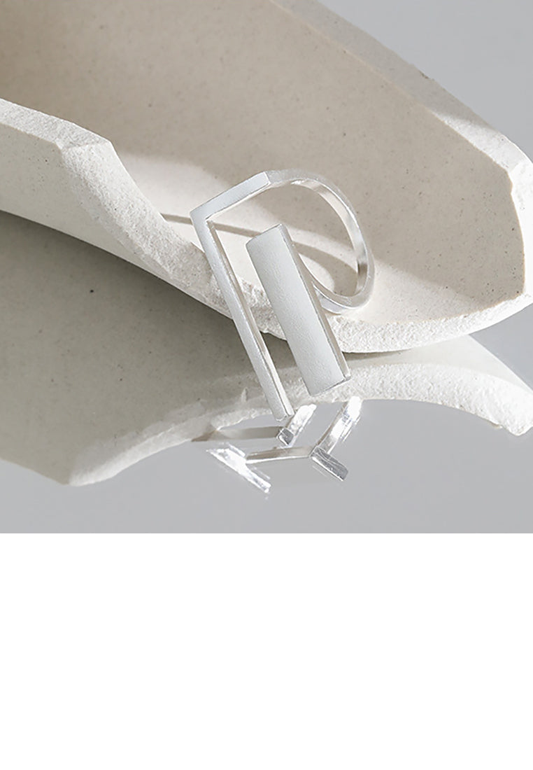 925 Sterling Silver Simple Personality Geometric Rectangular Adjustable Opening Ring