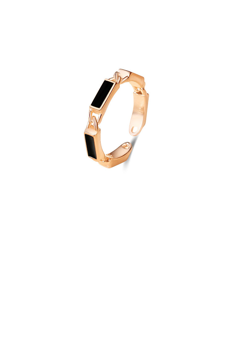 925 Sterling Silver Plated Rose Gold Simple and Personalized Geometric Adjustable Open Ring