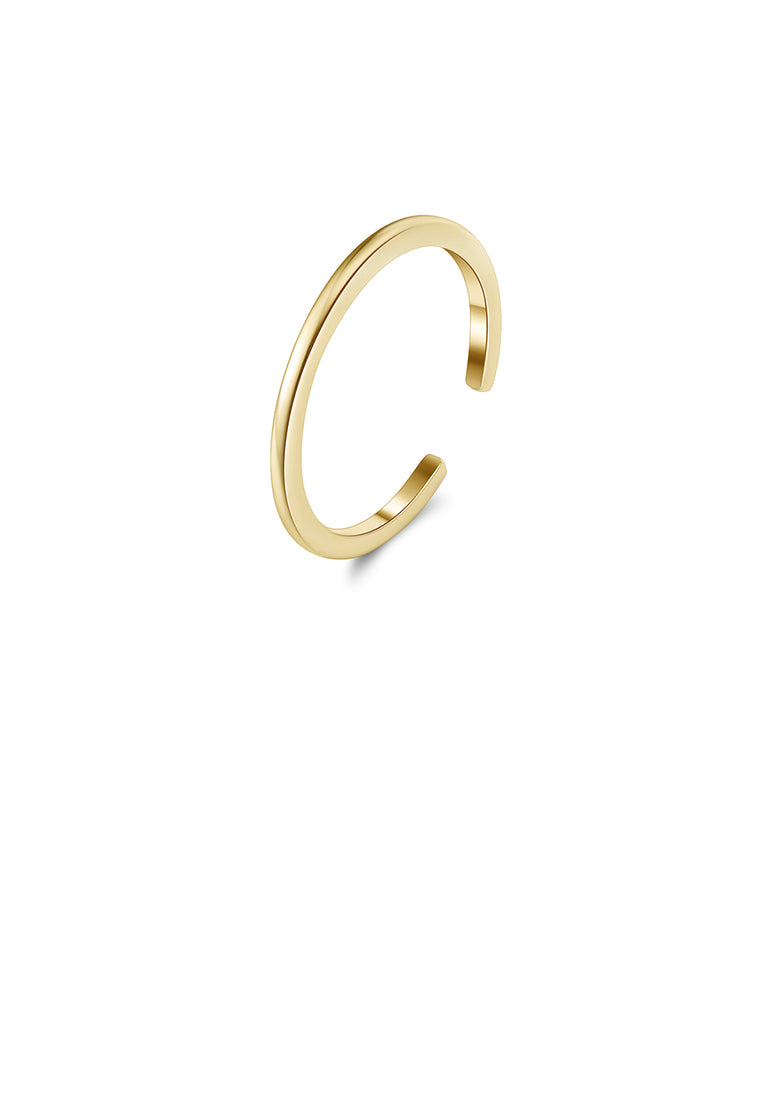 925 Sterling Silver Plated Gold Simple and Fashion Geometric Adjustable Open Ring