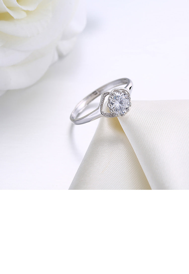 925 Sterling Silver Fashion Bright Cutout Geometric Cubic Zircon Adjustable Ring