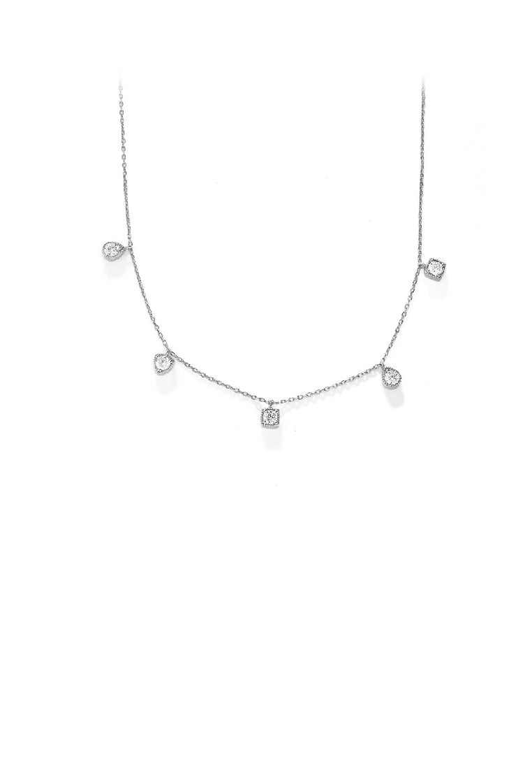 925 Sterling Silver Fashion Simple Geometric Necklace with Cubic Zirconia - Luxurious Look