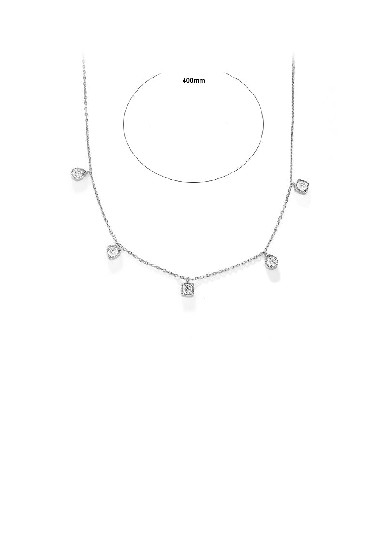 925 Sterling Silver Fashion Simple Geometric Necklace with Cubic Zirconia - Luxurious Look