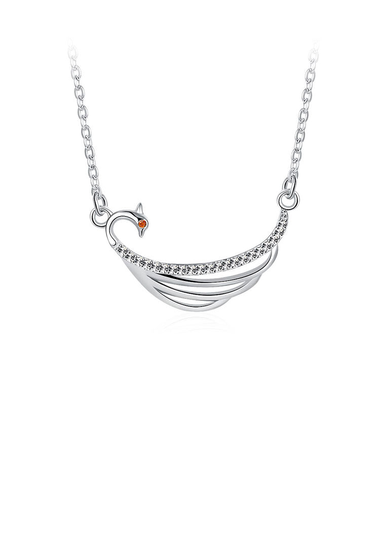 925 Sterling Silver Peacock Necklace with Austrian Element Crystal