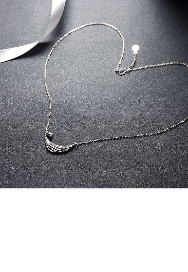 925 Sterling Silver Peacock Necklace with Austrian Element Crystal