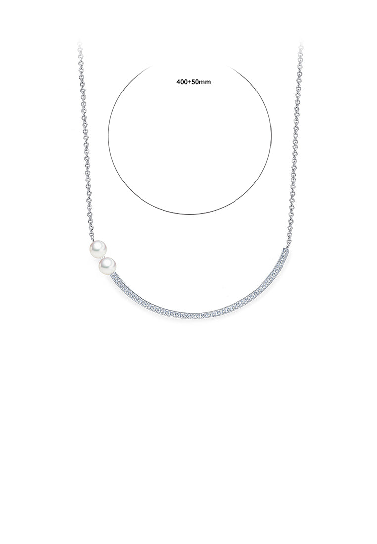 Elegant and Simple Geometric Lines Imitation Pearl Necklace with Cubic Zirconia - Luxurious Look