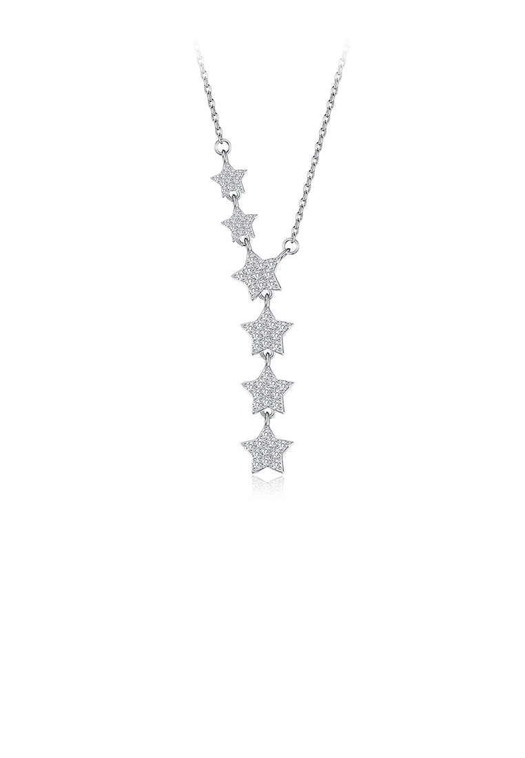 925 Sterling Silver Sparkling Star Necklace with Cubic Zircon