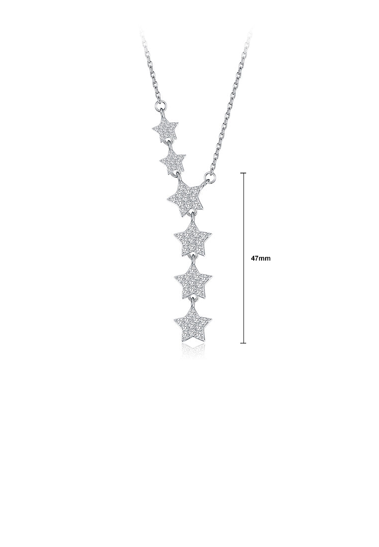 925 Sterling Silver Sparkling Star Necklace with Cubic Zircon