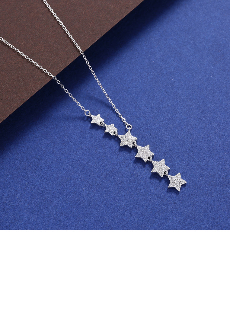 925 Sterling Silver Sparkling Star Necklace with Cubic Zircon