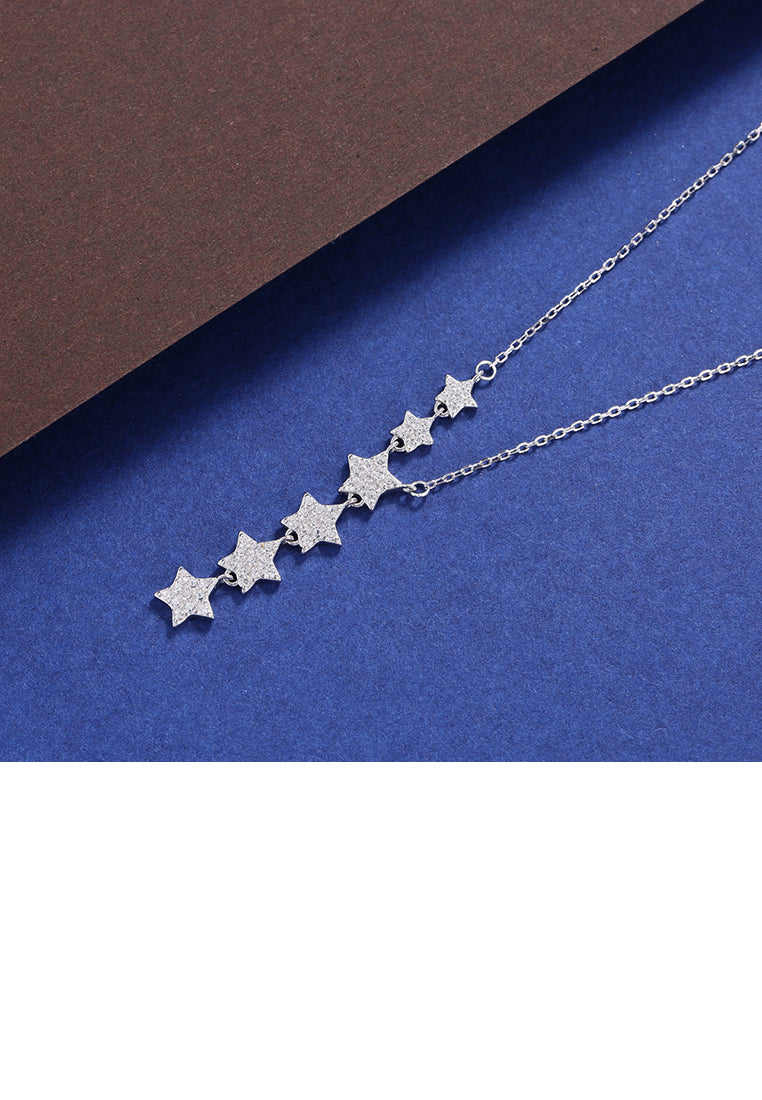 925 Sterling Silver Sparkling Star Necklace with Cubic Zircon