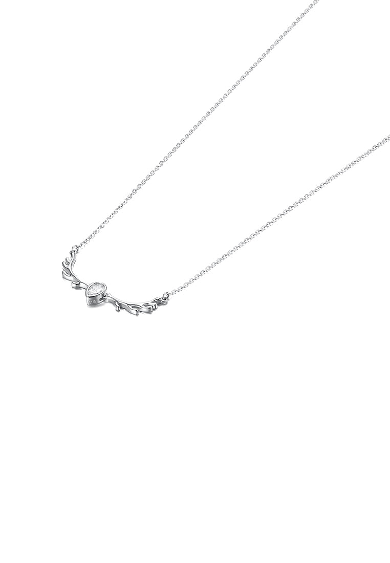 925 Sterling Silver Antler Necklace with Austrian Element Crystal