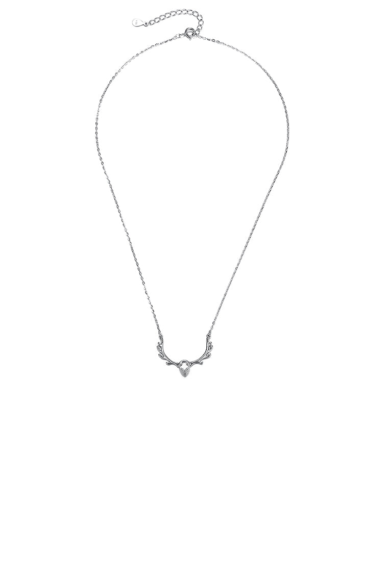 925 Sterling Silver Antler Necklace with Austrian Element Crystal