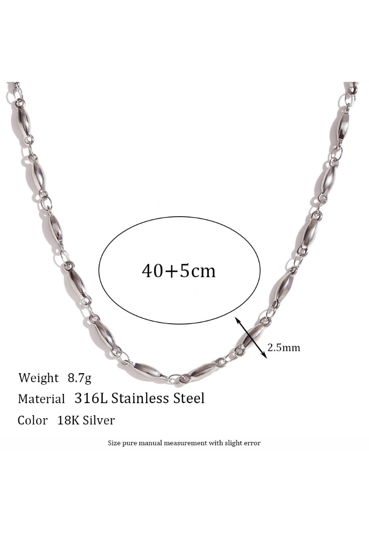 Fashion Simple Plated Platinum Flat Necklace
