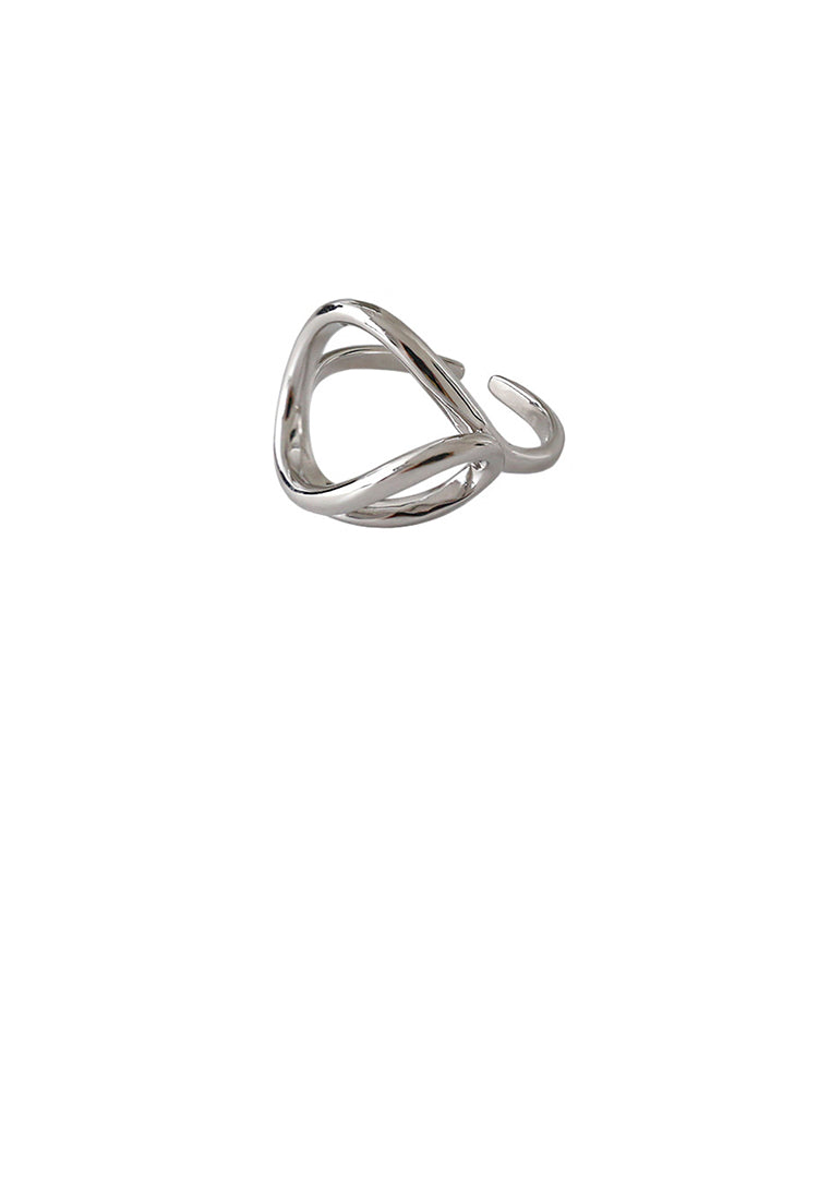 925 Sterling Silver Fashion Simple Geometric Line Adjustable Open Ring