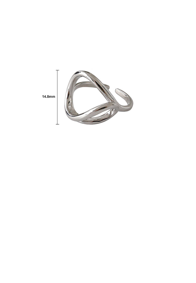 925 Sterling Silver Fashion Simple Geometric Line Adjustable Open Ring