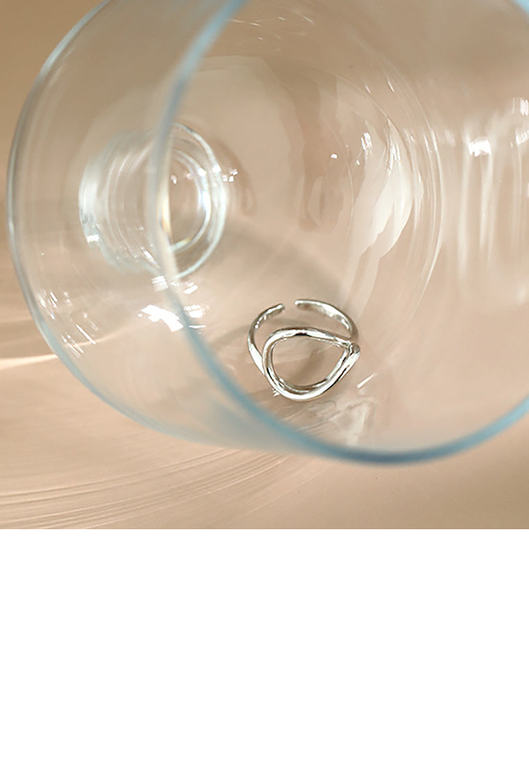 925 Sterling Silver Fashion Simple Geometric Line Adjustable Open Ring