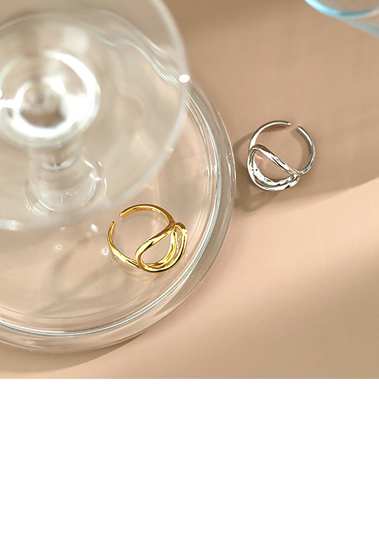 925 Sterling Silver Fashion Simple Geometric Line Adjustable Open Ring