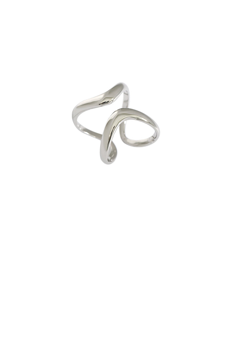 925 Sterling Silver Simple Personality Irregular Lines Geometric Adjustable Opening Ring