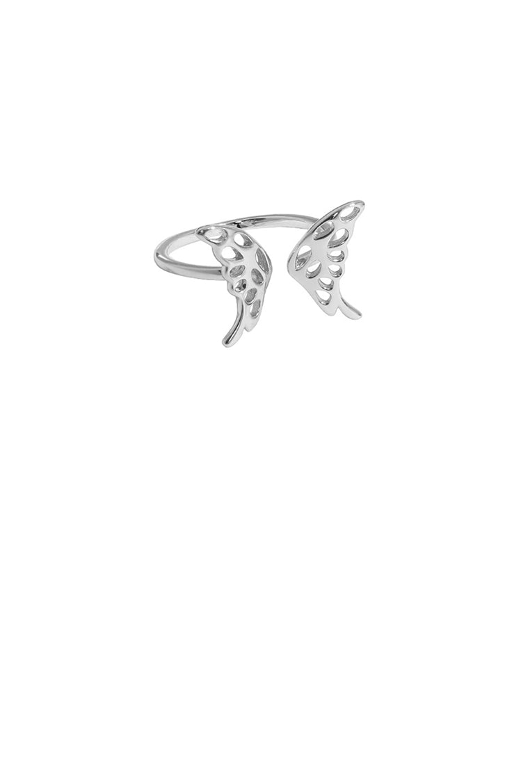 925 Sterling Silver Fashion and Elegant Butterfly Geometric Adjustable Opening Ring