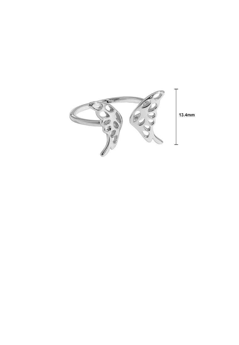 925 Sterling Silver Fashion and Elegant Butterfly Geometric Adjustable Opening Ring