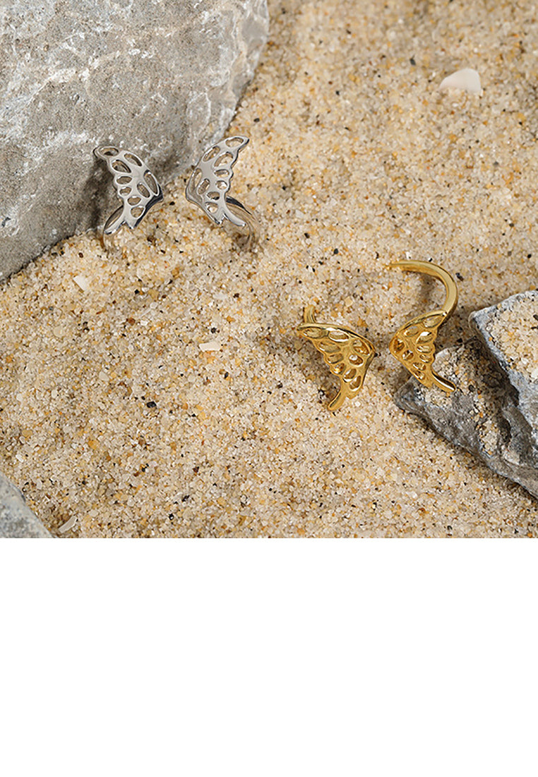 925 Sterling Silver Fashion and Elegant Butterfly Geometric Adjustable Opening Ring