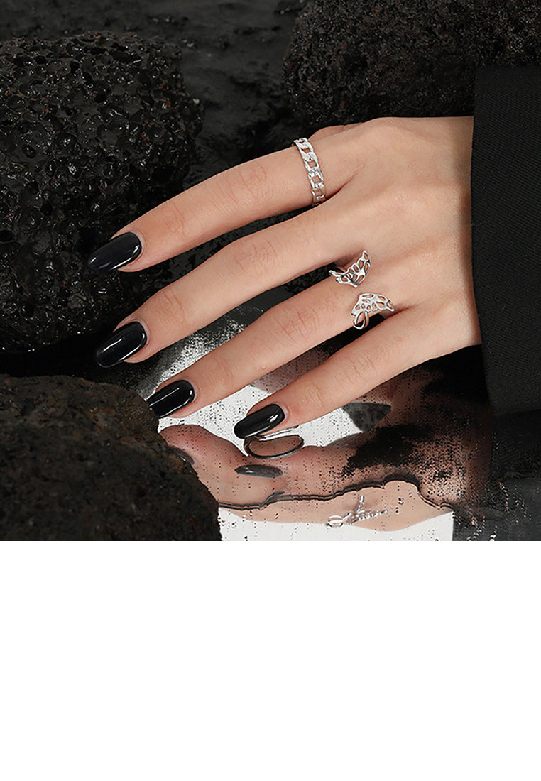 925 Sterling Silver Fashion and Elegant Butterfly Geometric Adjustable Opening Ring