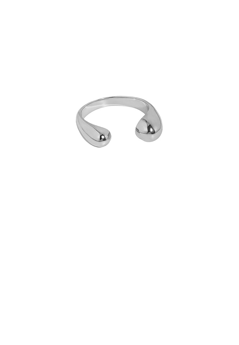 925 Sterling Silver Simple Temperament Water Drop-shaped Geometric Adjustable Opening Ring