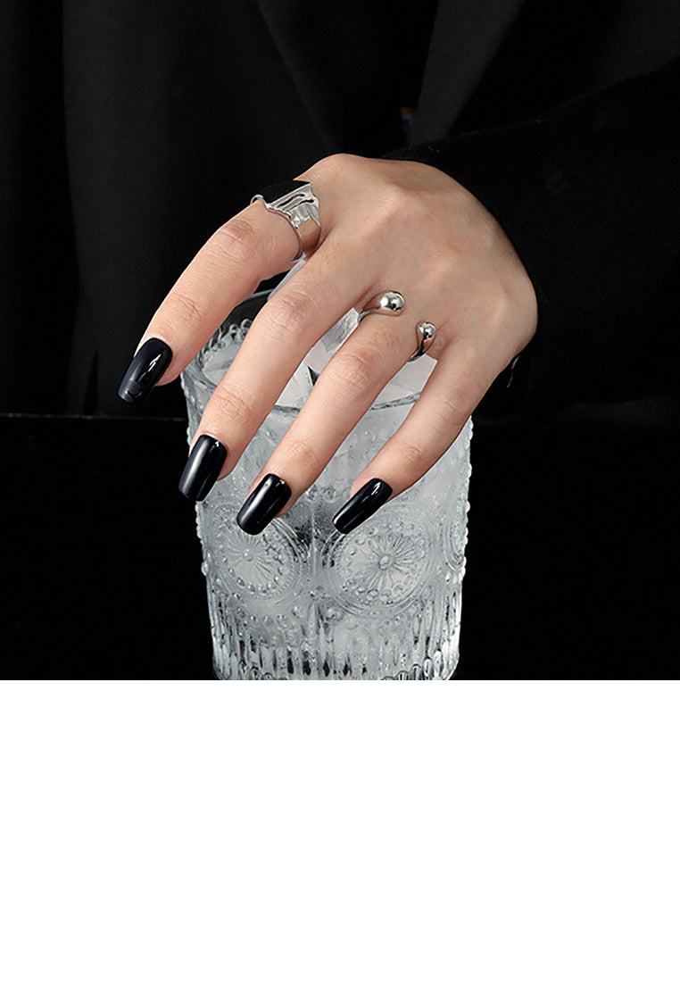 925 Sterling Silver Simple Temperament Water Drop-shaped Geometric Adjustable Opening Ring