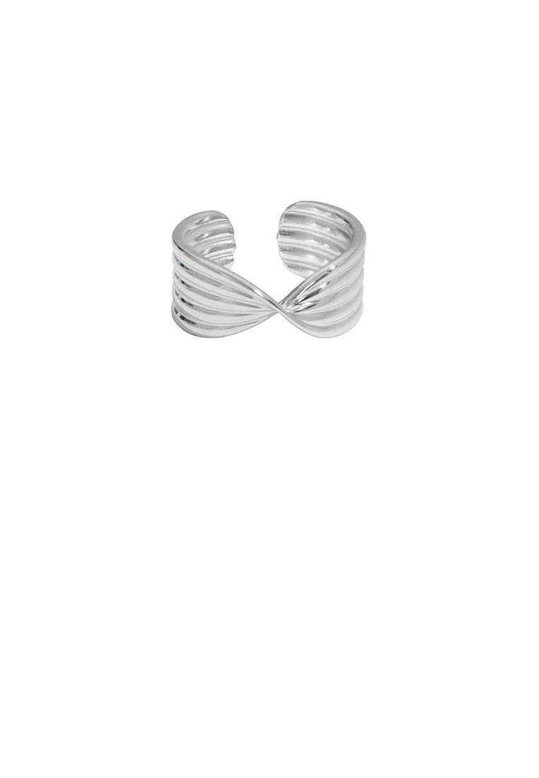 925 Sterling Silver Simple Creative X-shaped Button Pattern Geometric Adjustable Opening Ring