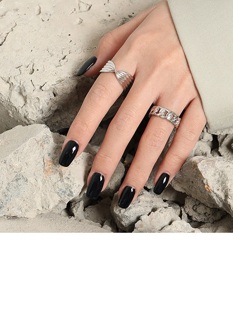 925 Sterling Silver Simple Creative X-shaped Button Pattern Geometric Adjustable Opening Ring