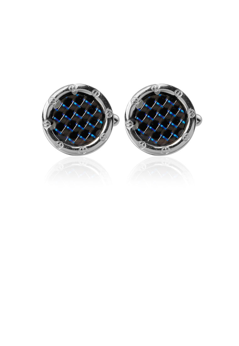 Fashion and Simple Blue Geometric Round Cufflinks