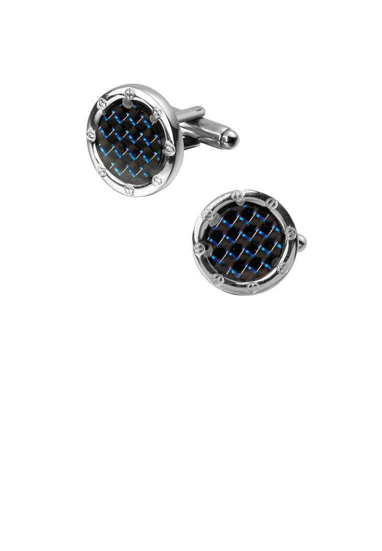 Fashion and Simple Blue Geometric Round Cufflinks