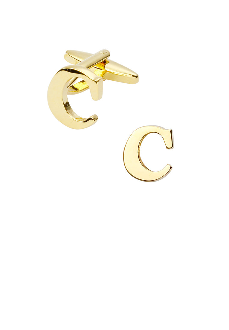 Simple and Fashion Plated Gold English Alphabet C Cufflinks