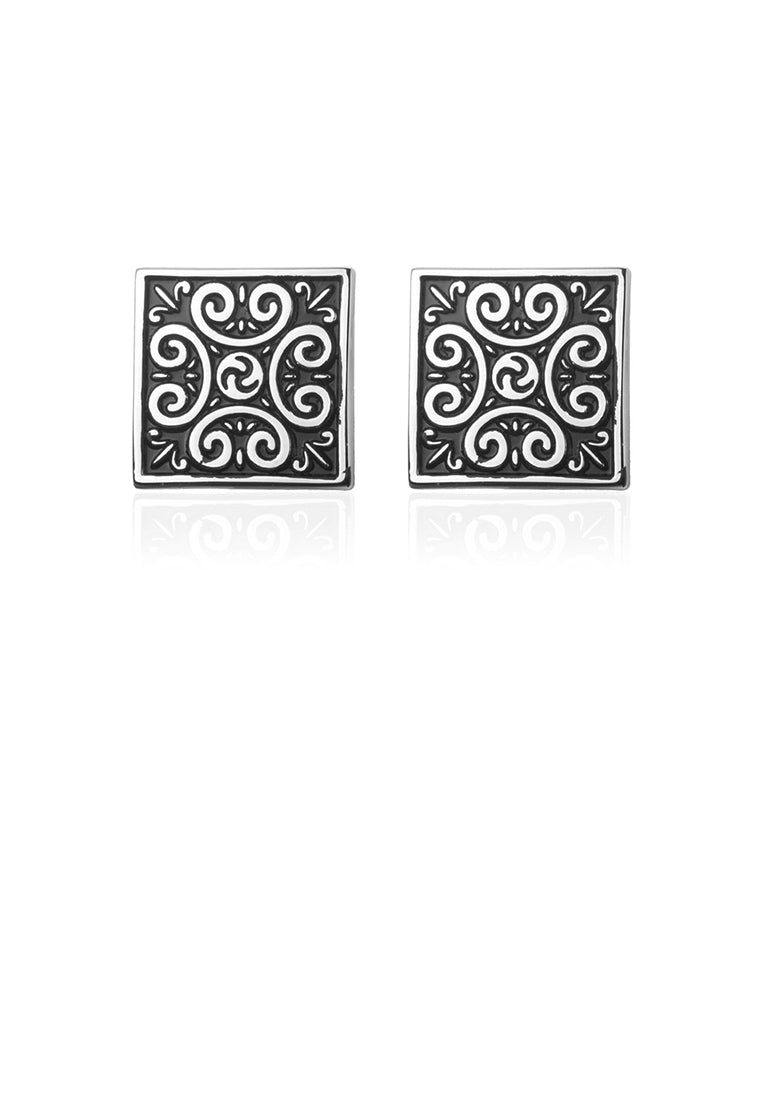 Fashion Vintage Black Pattern Geometric Square Cufflinks