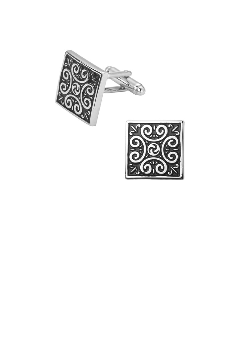 Fashion Vintage Black Pattern Geometric Square Cufflinks