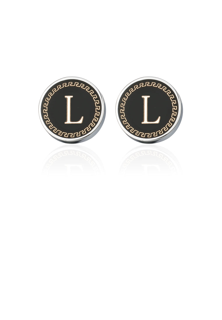 Fashion and Simple Golden Alphabet L Geometric Round Cufflinks