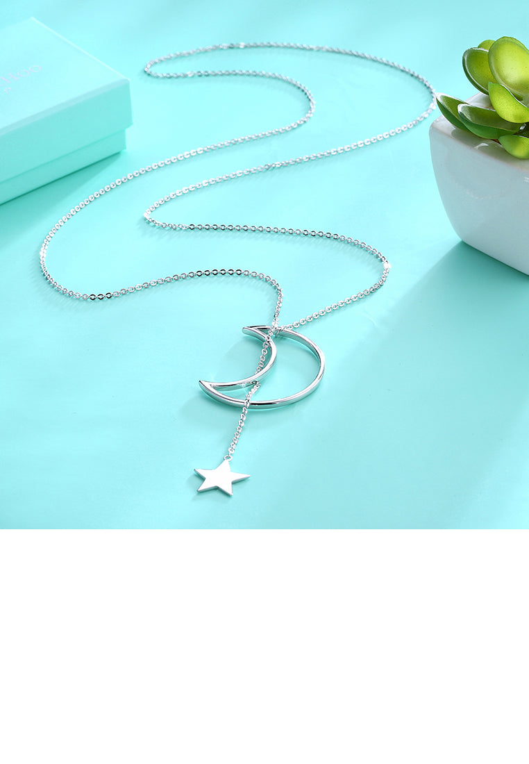 925 Sterling Silver Star Star Moon Necklace