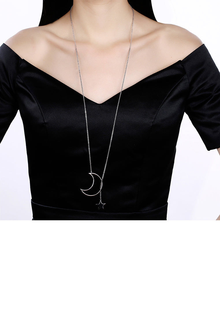 925 Sterling Silver Star Star Moon Necklace