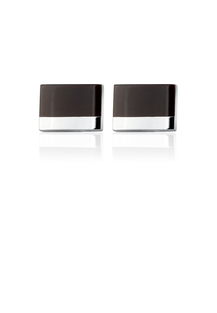 Simple and Fashion Enamel Burgundy Geometric Square Cufflinks