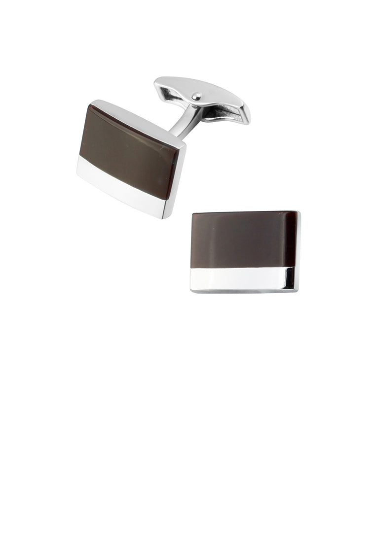 Simple and Fashion Enamel Burgundy Geometric Square Cufflinks