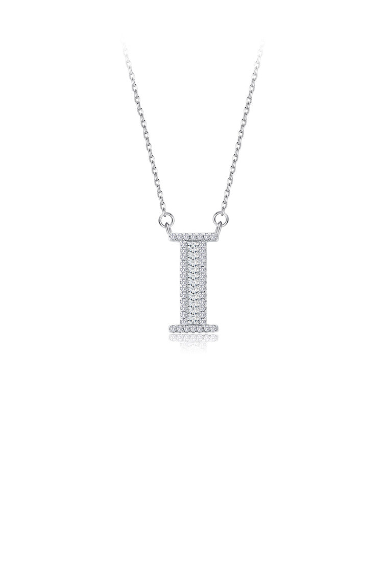 925 Sterling Silver Fashion Personality English Alphabet I Cubic Zircon Necklace