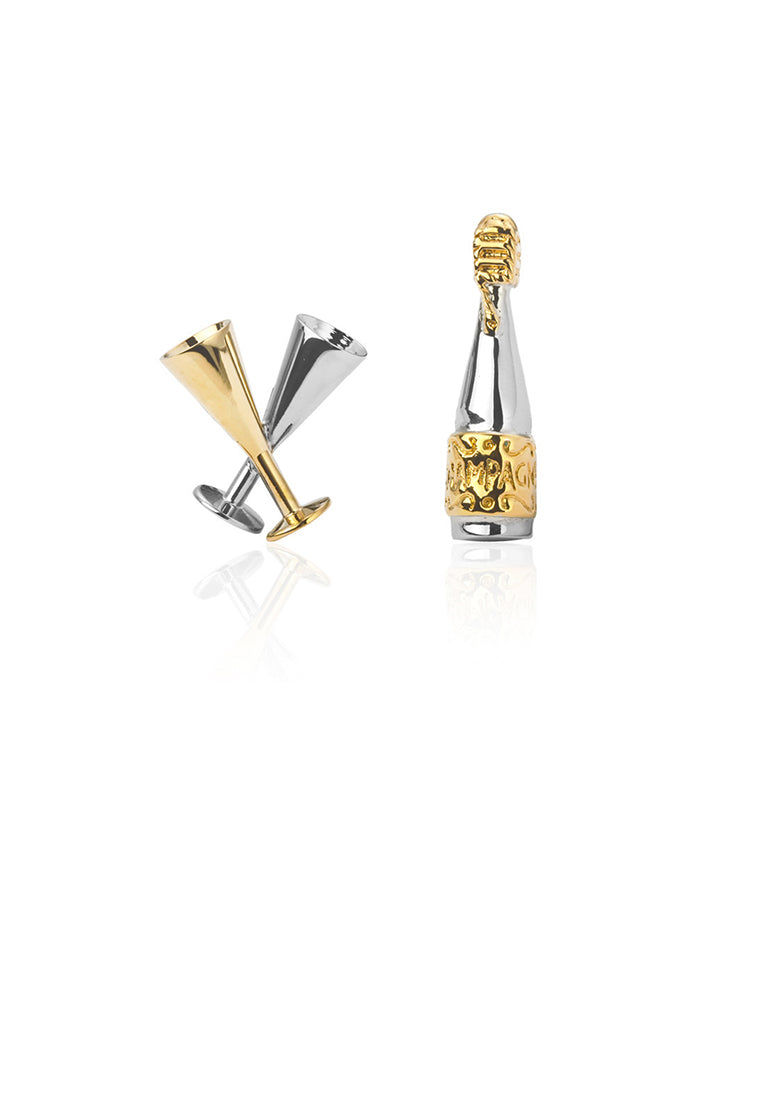 Fashion and Creative Asymmetrical Wine Bottle and Glass Cufflinks