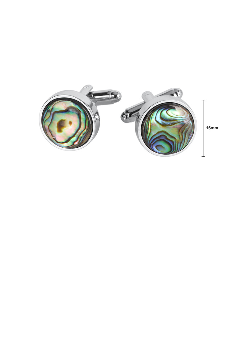 Fashion and Elegant Geometric Round Color Shell Cufflinks