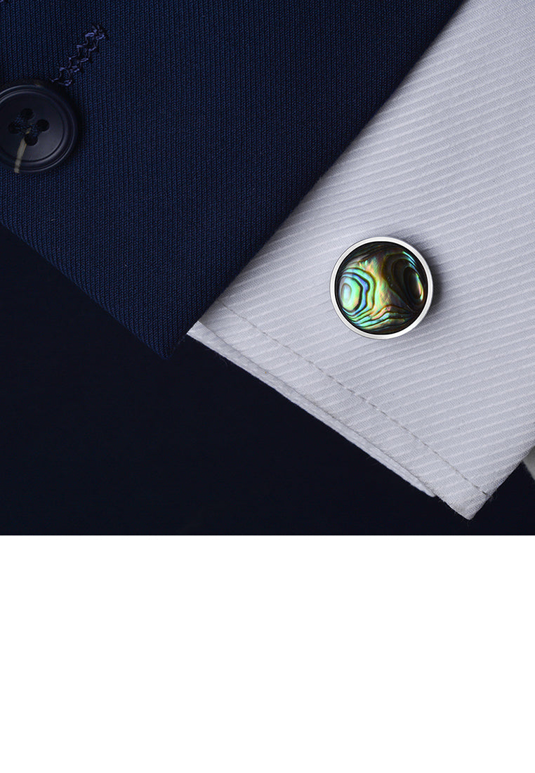 Fashion and Elegant Geometric Round Color Shell Cufflinks