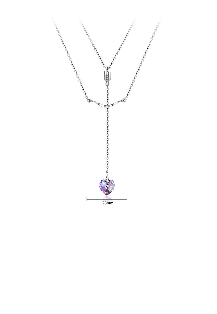 925 Sterling Silver Fashion Eros Arrow Heart Necklace with Austrian Element Crystal