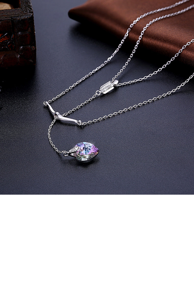 925 Sterling Silver Fashion Eros Arrow Heart Necklace with Austrian Element Crystal