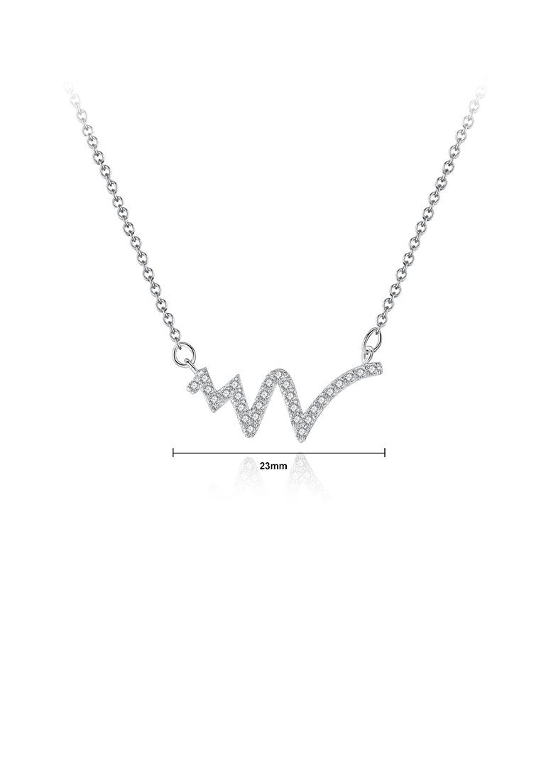 925 Sterling Silver Simple Fashion Geometric Corrugated Necklace with Cubic Zirconia - Luxurious Look